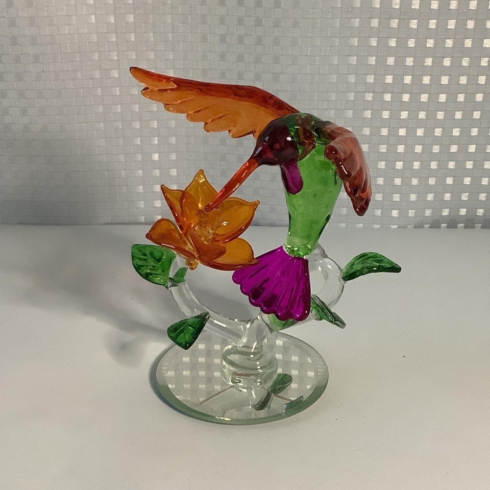 Bradford Exchange Crystal Hummingbird Figurine  "Shimmering Beauty" Garden